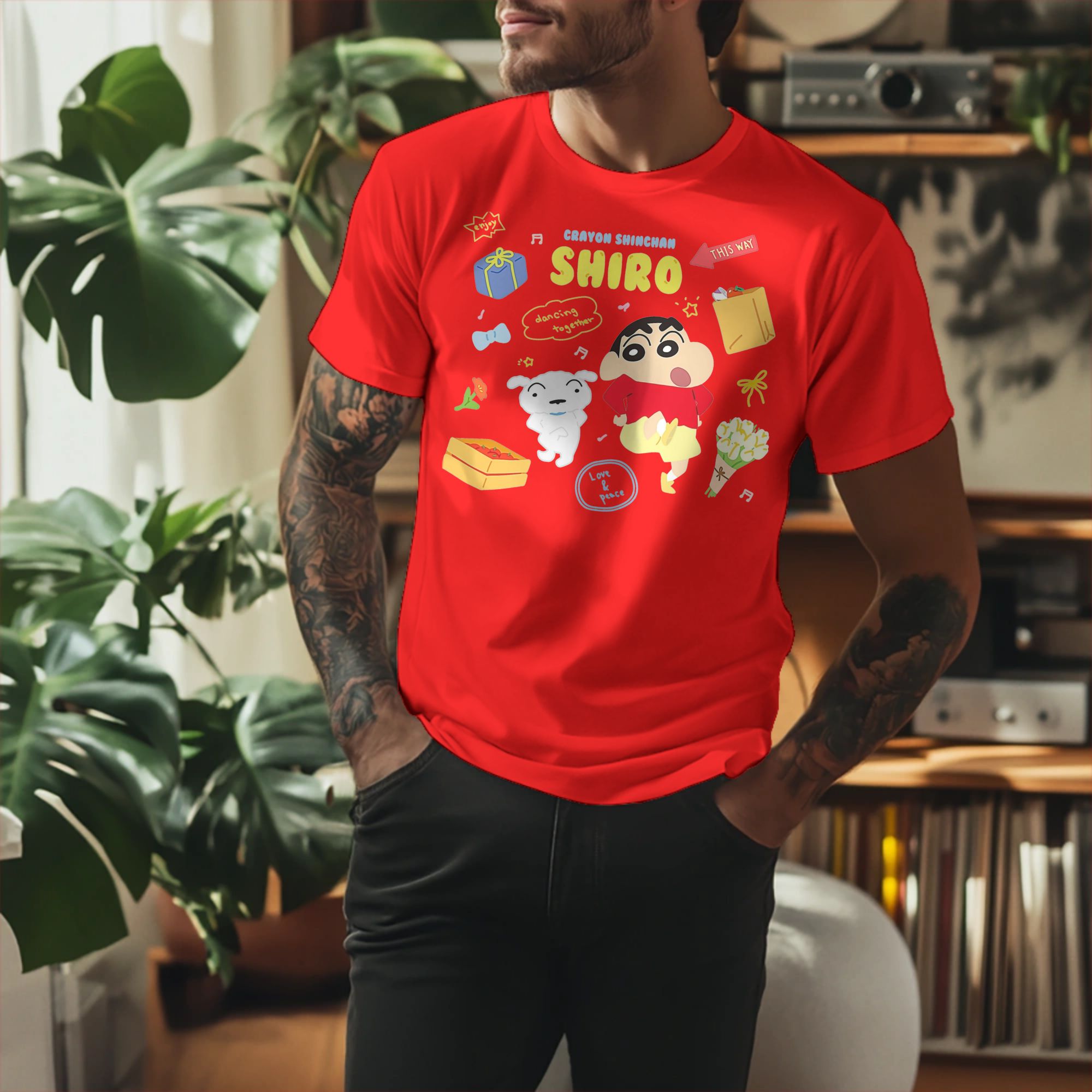 Anime Cosplay Ideas Male - T-shirt Crayon Shin-chan per uomo e